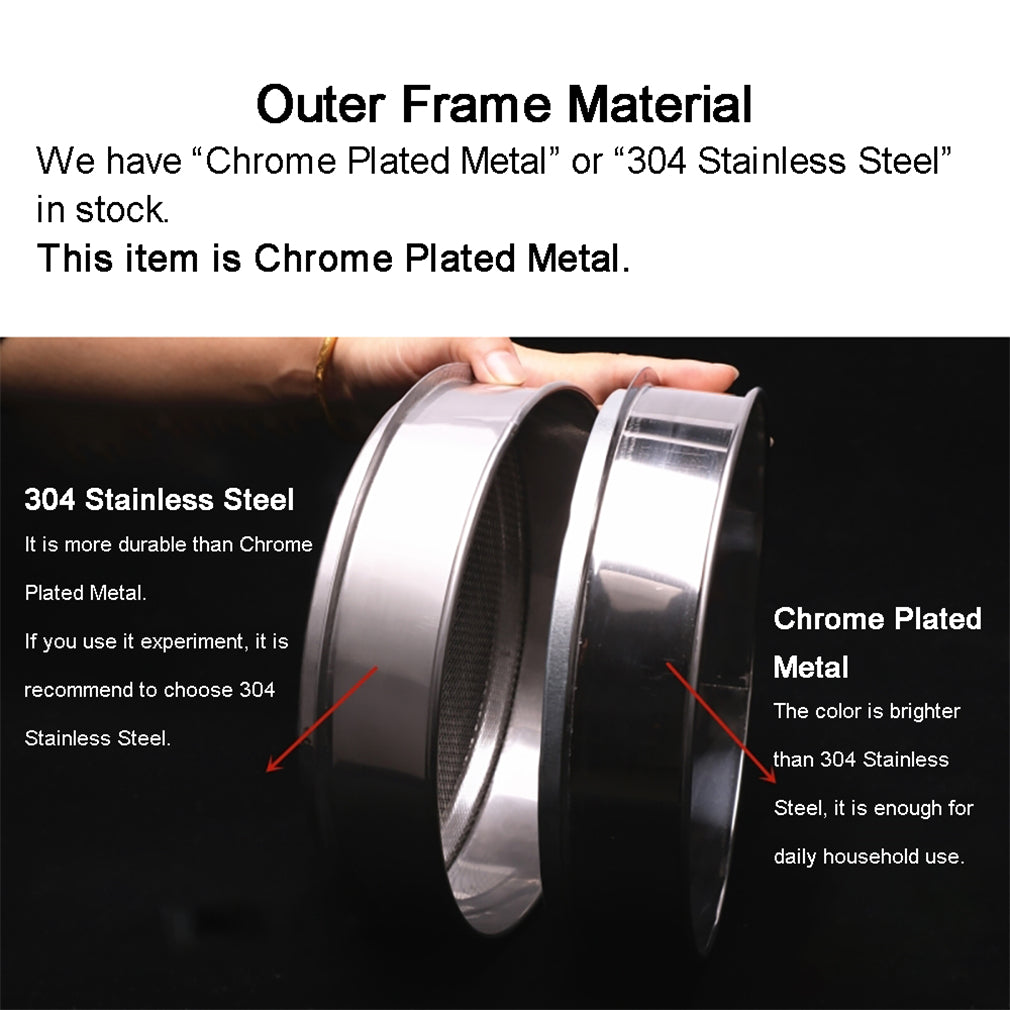 Diameter 25cm Chrome Plated Frame Standard Lab Test Sieve 304 Stainless Steel Wire Mesh Filter Strainer Various Mesh Count